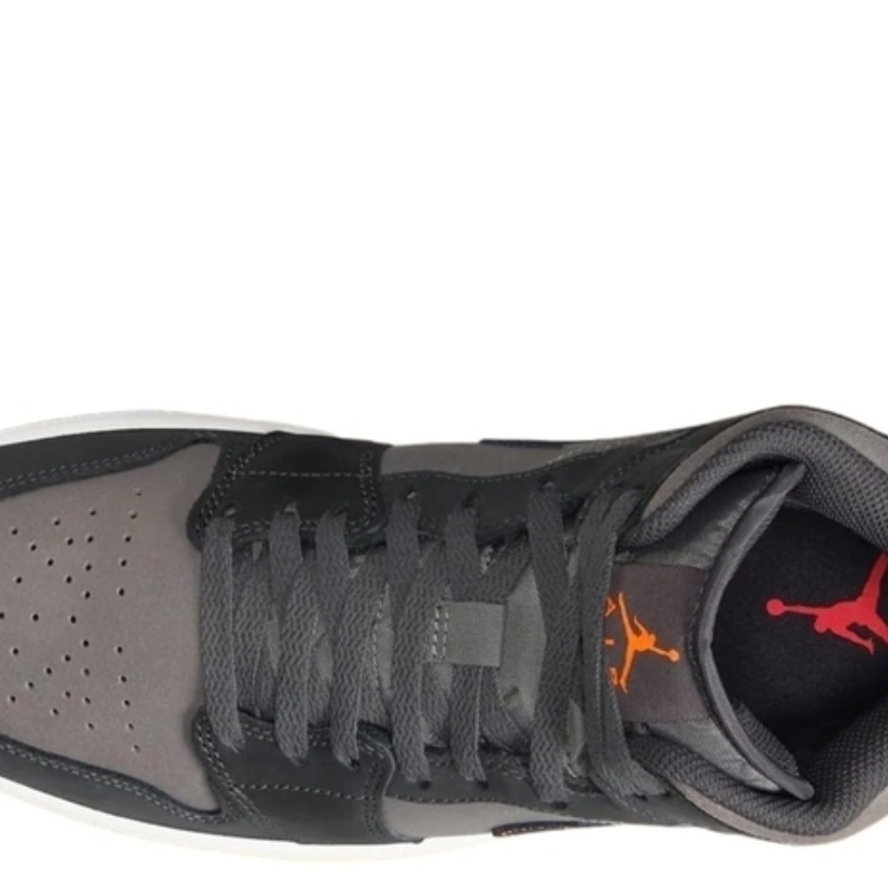 Jordan Men's Gray and Black Sneakers with Orange Accents